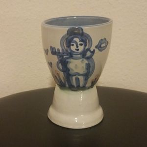 M.A. HADLEY DOUBLE EGG CUP COUNTRY SCENE FARMER ~